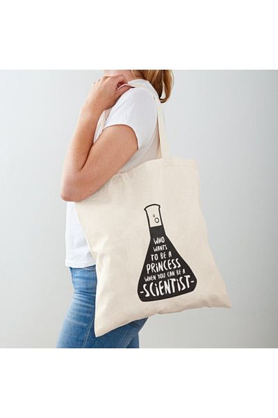 GİFTORA Chemist - Scientist Printed Raw Cloth Shoulder Bag