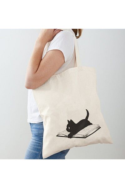 GİFTORA Bound Cat Designed Raw Cloth Shoulder