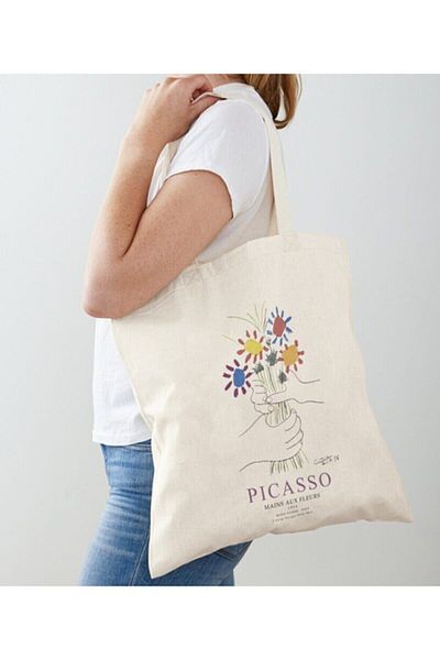 GİFTORA Picasso Flower Designed Raw Cloth Shoulder