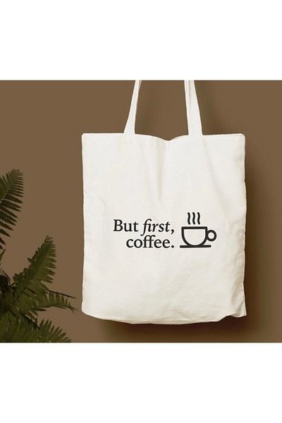 GİFTORA But First Coffee Printed Cloth Bag 38x42cm