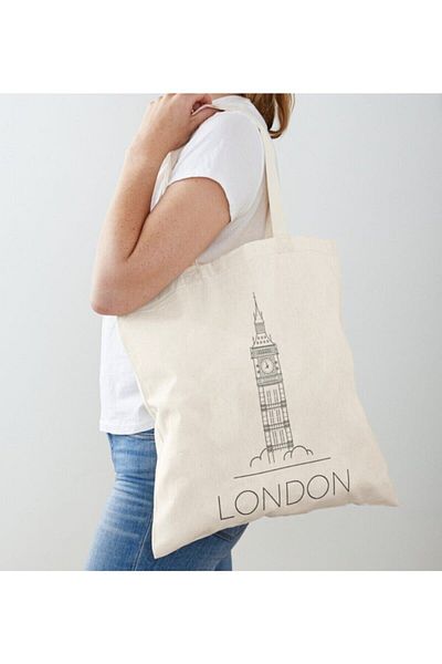 GİFTORA London - London Printed Raw Cloth Shoulder