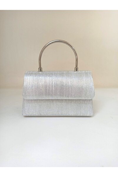 dizaynbag Kadın gümüş metal saplı abiye çanta