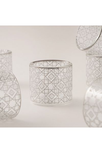 Dallaty Glass Coffee Cups Set 6Pcs, Silver