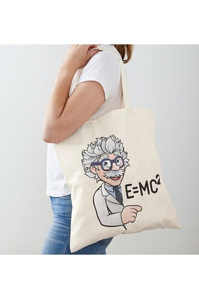 GİFTORA Albert Einstein Printed Raw Cloth Shoulder