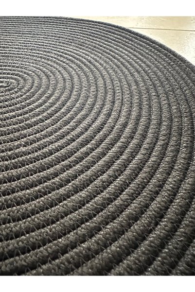 HHKARTS Jute Plain Bath Mat Oval Black