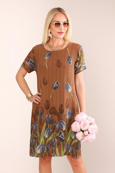Butik Ayseba Park Moda Tulip Pattern Short Italian Dress
