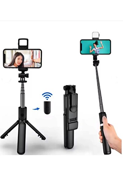S03 Black Bluetooth Controlled Tripod 60CM Selfie Stick with Foldable Legs with White Led Light