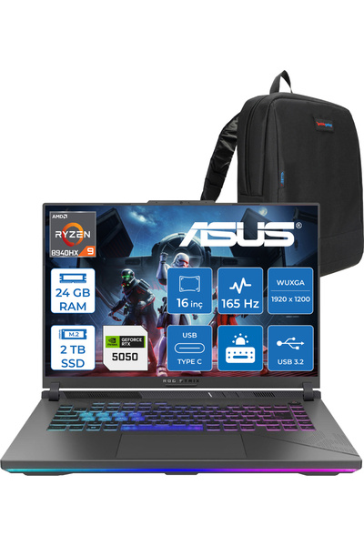 ASUS Rog Strix G16 R9-8940HX 24GB 2tb SSD 8GB/RTX5050 115W 16" Wuxga 165Hz 30...