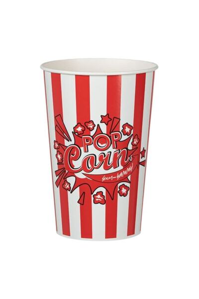 Herum Set cutii pentru popcorn Herum®, cu design in dungi, 2 buc, 12 x 17 cm, 960 ml, Alb / Rosu