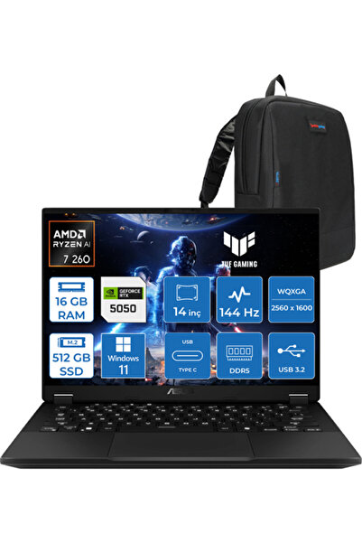 ASUS Tuf A14 Ryzen 7 260 16GB 512GB SSD 8GB/RTX5050/105W WIN11HOME 14" 2.5k W...