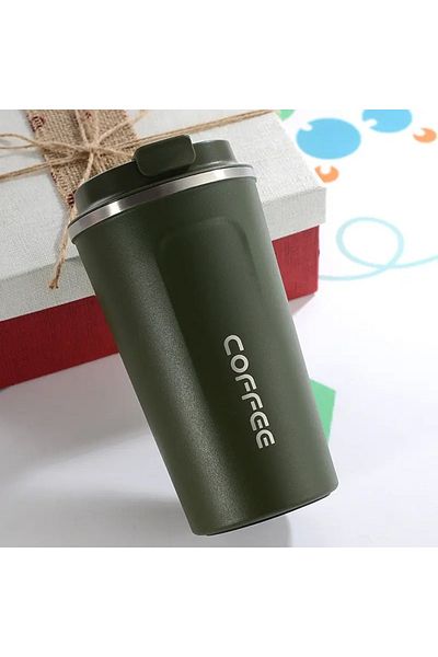 divendi-ro Coffee thermos, portable, Stainless steel interior, Capacity 510 ml, Green