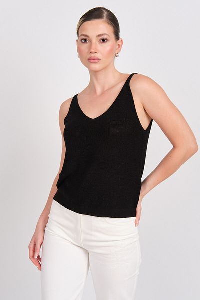 ONLY Women's Onlshına V-Neck Glitter Knitted Blouse 15322379 Black
