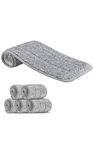 kimystam Set 5 Mop Replacement Heads, Magic Clean, 33x12 Cm, Microfiber, High Absorption Power, Gray