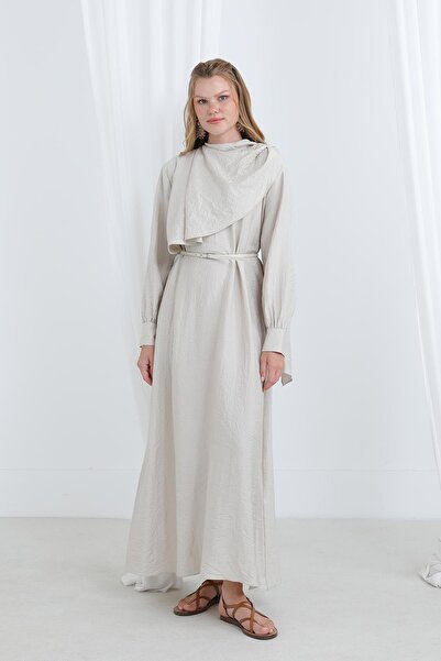 Puane Women's Shawl Collar Belted Long Tunic -12629Elb - Stone