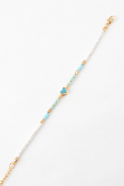 Sortie Aksesuar Mineli Heart and Gold Flat Figured Bead Bracelet 003