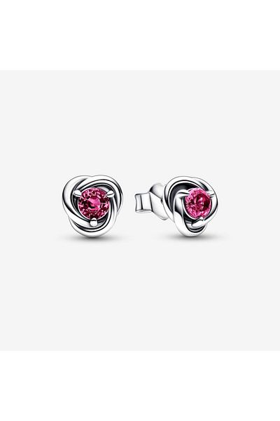 Pandora 925 Silver Eternity Circle Earrings - Pink