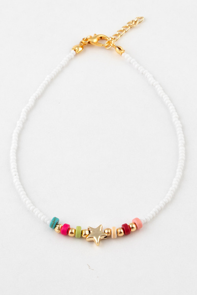 Sortie Aksesuar Colorful beaded stone and star figured beaded anklet 011