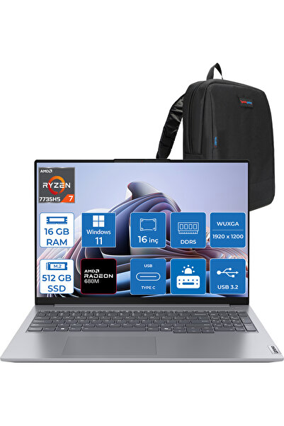 LENOVO Thinkbook 16 G7 Arp Ryzen 7 7735HS 16GB 512GB SSD 16" Wuxga 300NITS IP...
