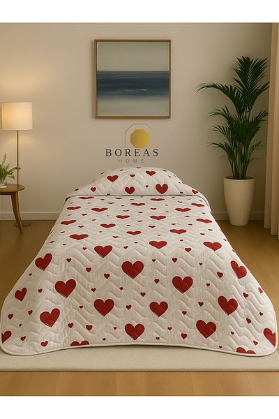 Boreas Home Heart Quilted Bedspread Single