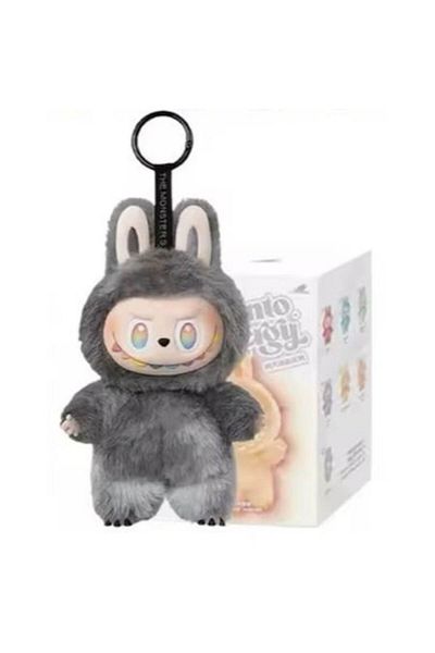 victiny Labubu Macaron Plush Toy with Keychain, Soft and Comfortable, WaltStore, Grey