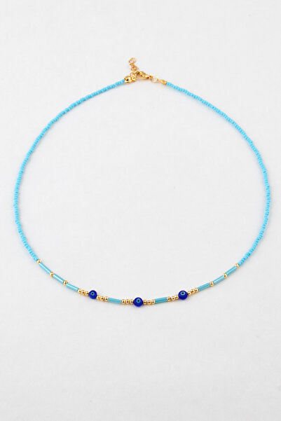 Sortie Aksesuar Elegant Bead Necklace with 3 Evil Eye Bead Figures 002