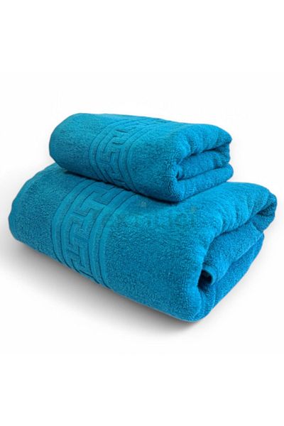 TextiLici Set 2 Prosoape de baie 100% bumbac calitate Premium, TextiLici, Turcoaz