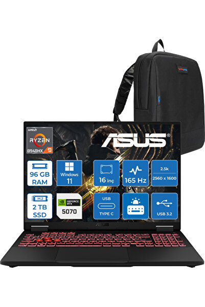 ASUS Tuf A16 R9-8940HX 96GB 2tb SSD 8GB/RTX5070 115W 165Hz 16"wqxga 2.5k 400N...