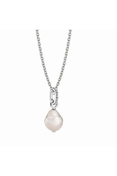 Pandora Necklace and pendant with freshwater cultured pearl in baroque style - 925 Silver