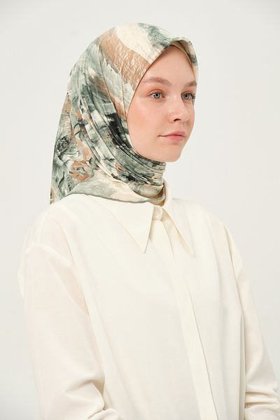 Madame Polo Eșarfă din Rayon Imprimată Multicoloră Anti-alunecare 90x90 Cm