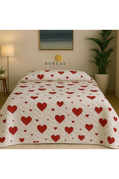 Boreas Home Heart Quilted Bedspread Double