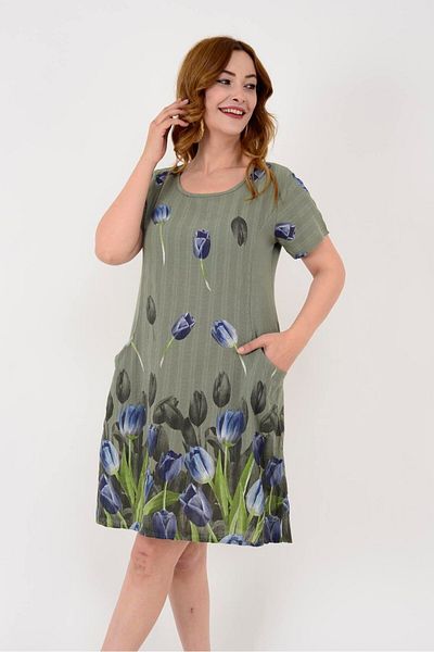 Butik Ayseba Park Moda Tulip Pattern Short Italian Dress