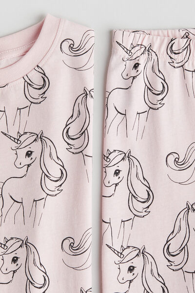 H&M Pamuklu ve Baskılı Pijama Takımı