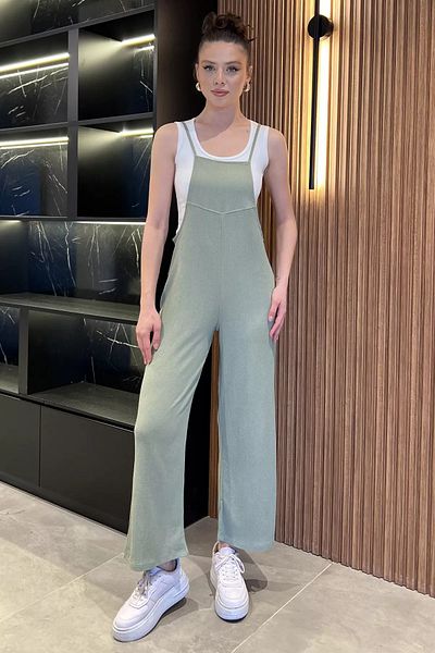 GÜLSELİ Khaki Women's Adjustable Strap Wrap Jumpsuit