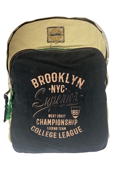 Old Cotton Quality Single Compartment Vintage Casual Design Daily Backpack Travel School Camping Bag 32 cm X 38 cm