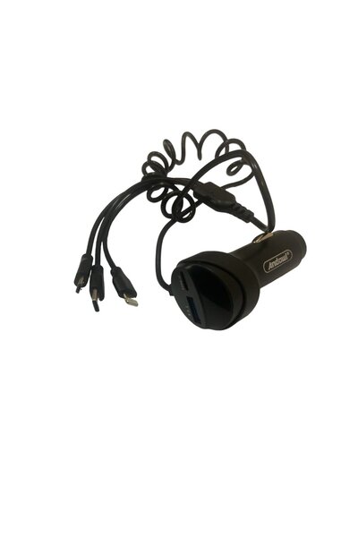 divendi-ro Încărcător auto rapid retractabil 4 în 1 cu afișaj digital al tensiunii, USB Type-C și Lightning - Negru