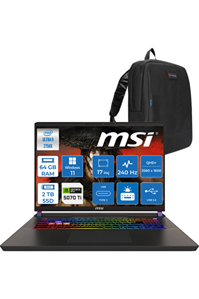 MSI Vector 17 Hx Ultra 9-275HX 64GB 2tb SSD 12GB/RTX5070TI/140W 17” Qhd+ 240H...