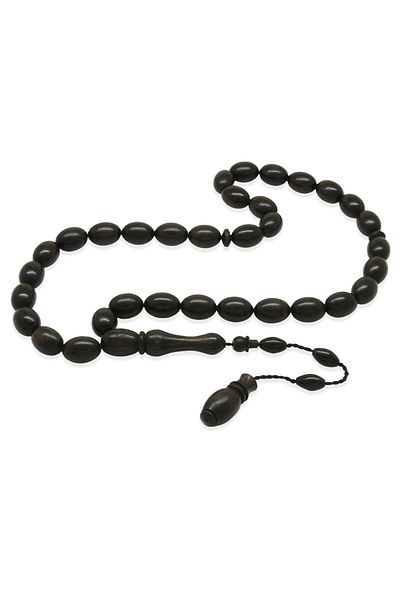 Tesbihane Specially Cut Ebony Wood Prayer Beads with System