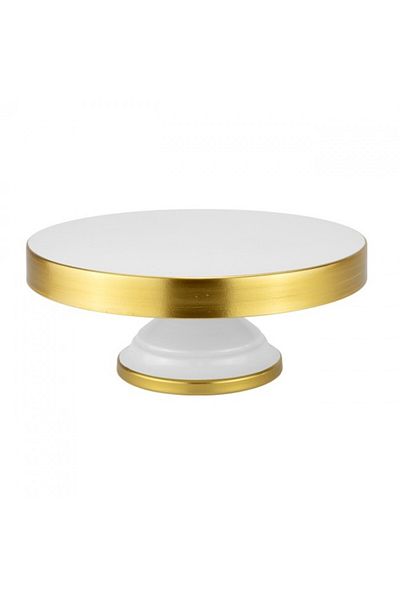 Culinaro Round metal platter with foot for cake, cookies, fruitstransparent/gold