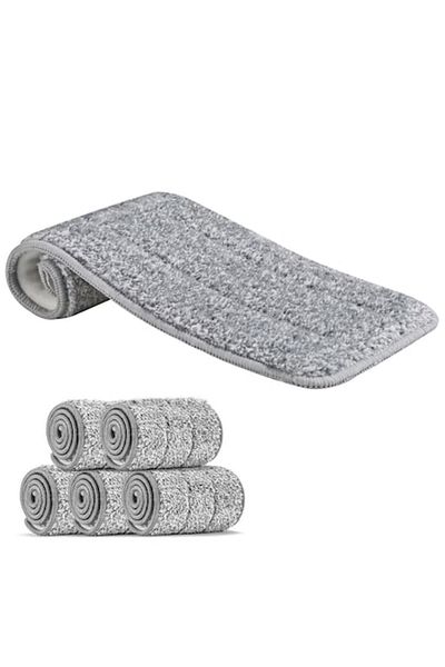kimystam Set 5 Mop Replacement Heads, Magic Clean, 33x12 Cm, Microfiber, High Absorption Power, Gray