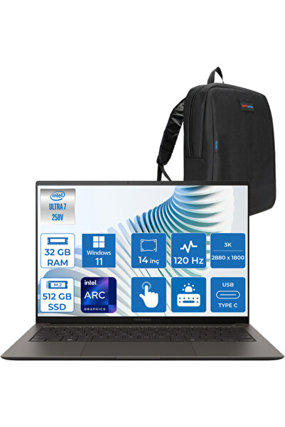 ASUS Zenbook S 14 Ultra 7 258V 32GB 512GB SSD 14" 3k OLED 120hz 500NIT WIN11PRO Dokunmatik UX5406SA01