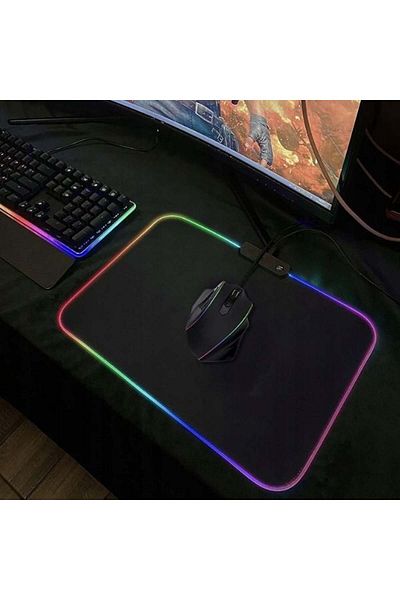 divendi-ro Gaming Mousepad with RGB LED Illumination 7 Colors, Black - Black