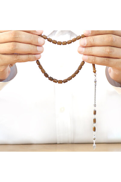 Tesbihane 925 стерлингово сребро капсула с капси кафяв куха тъканка