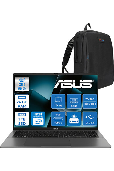 ASUS Vivobook S16 S3607VA Core I5 13420H Ddr5 24GB 1tb SSD Freedos 16" 300NIT...