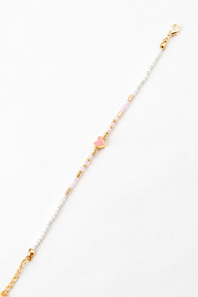 Sortie Aksesuar Mineli Heart and Gold Flat Figured Bead Bracelet 003