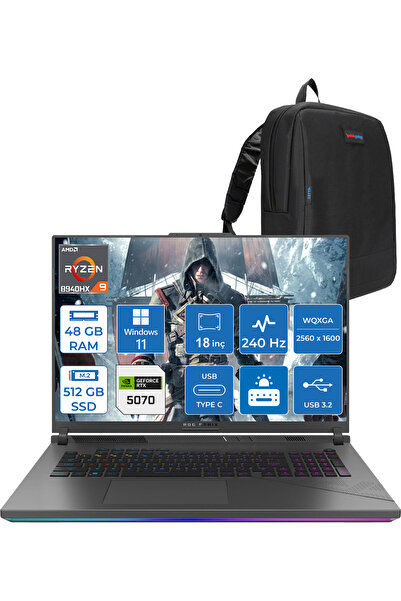 ASUS Rog Strix G18 Ryzen 9 8940HX 48GB 512GB SSD 8GB/RTX5070 115W 18"2.5k 240...