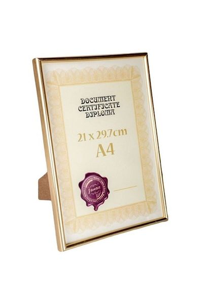 Herum Ramă foto cu ramă de plastic pentru diplome, aurie, 22 x 30 cm