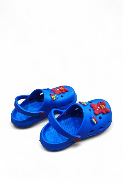 CihanShoes Çocuk Terlik Emojili Cross Terlik Bahçe Terliği Plaj Sahil Banyo Terliği 31-32-33-34-35 NUMARA Mavi