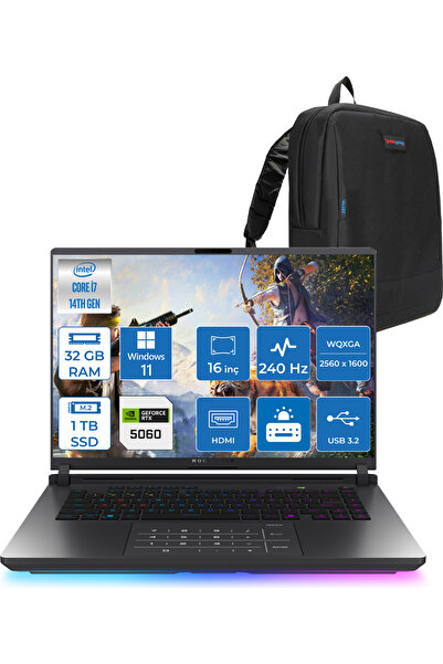 ASUS Rog Strix G16 I7 14650HX 32GB 1tb SSD 8GB/RTX5060 115W 16" 2,5k 240Hz 3m...