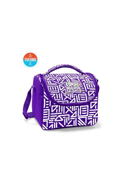 Coral High Cutie termică pentru prânz cu model geometric violet alb 22783