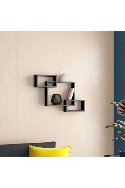 rexa Intersecting Floating Shelves Dark Brown 72x43x9cm